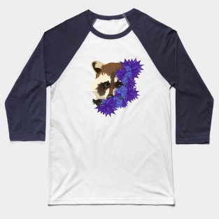 Charming raccoon with purple flowers Baseball T-Shirt